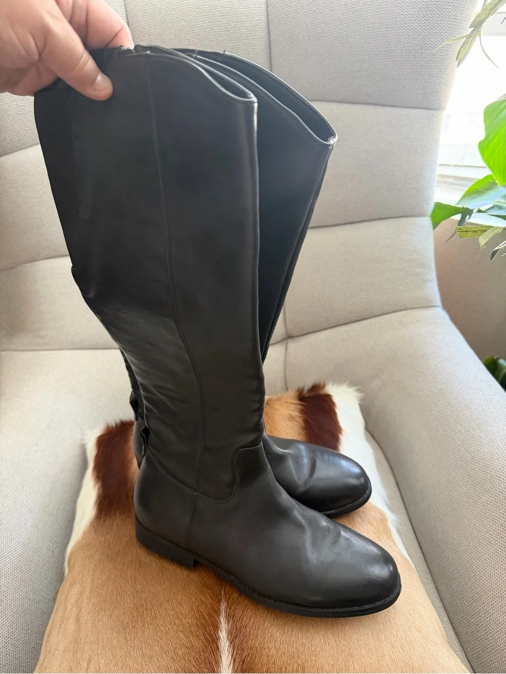 Tall Black Leather like Riding Boots